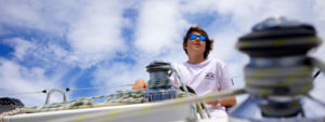 Young man sailing