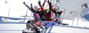 ladies on a sailing yacht